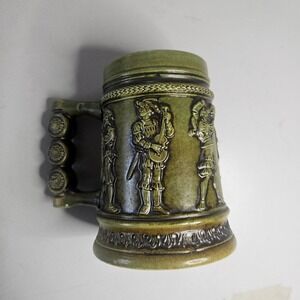 Vintage GERZ West Germany Ceramic Beer Stein Green